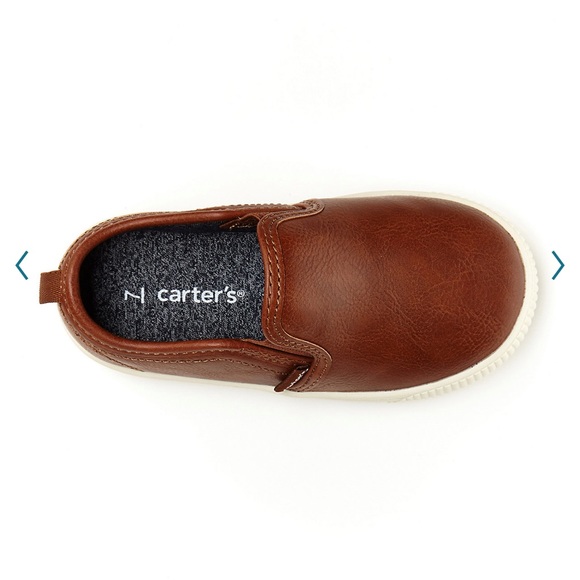 NWOT Carter’s Brown Leather Slip-Ons Toddler Sz 5 - Picture 4 of 7